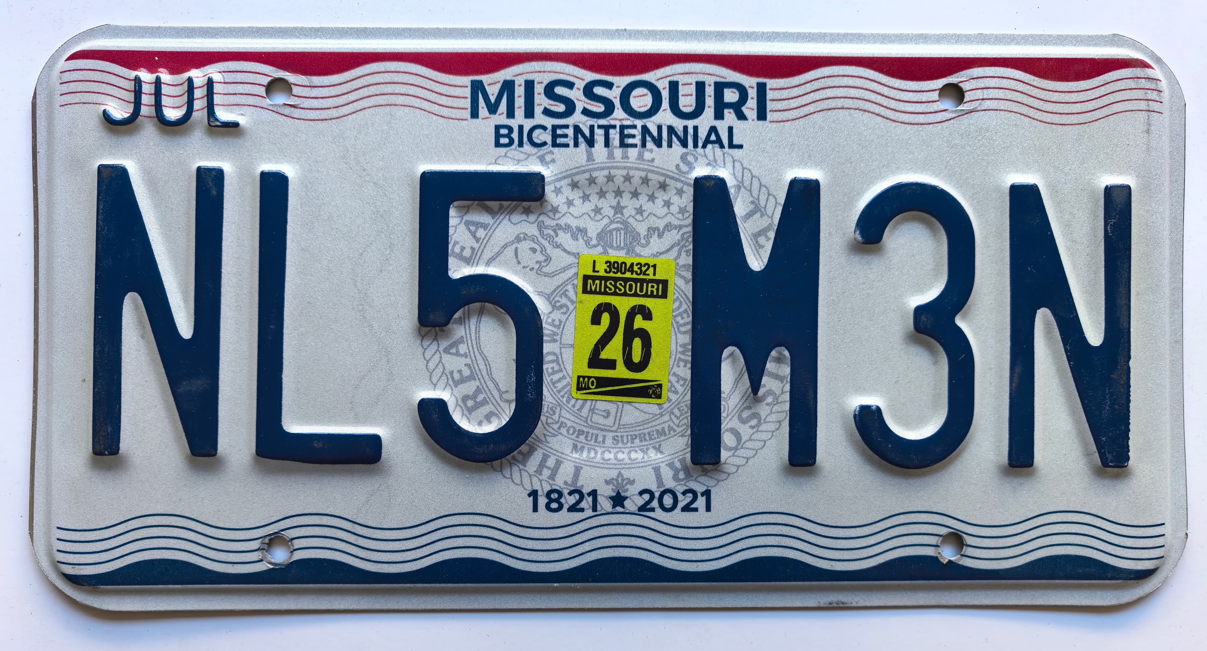 USA Kennzeichen - Missouri - NL5 M3N, view 1