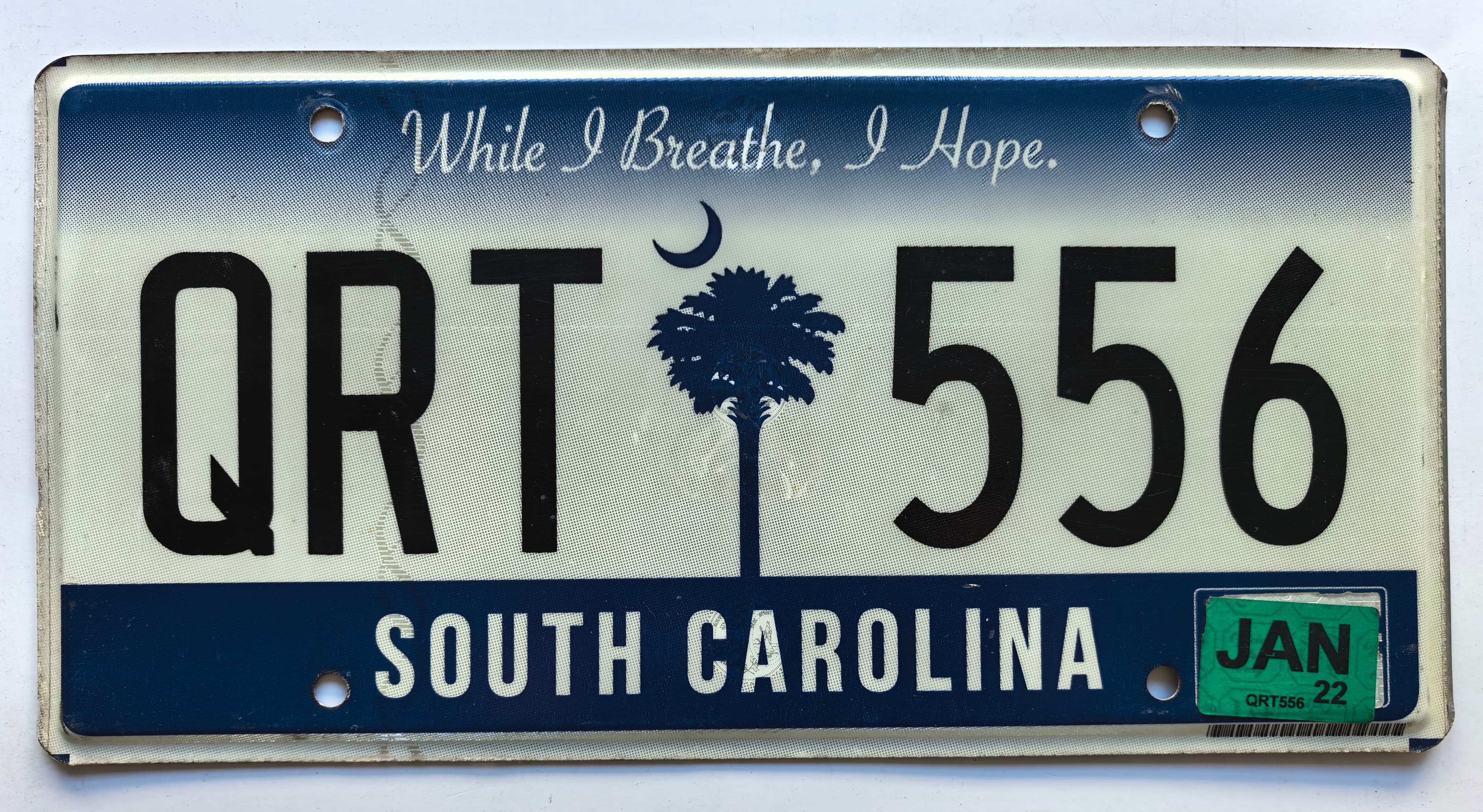 USA Kennzeichen - South Carolina - QRT 556, view 1