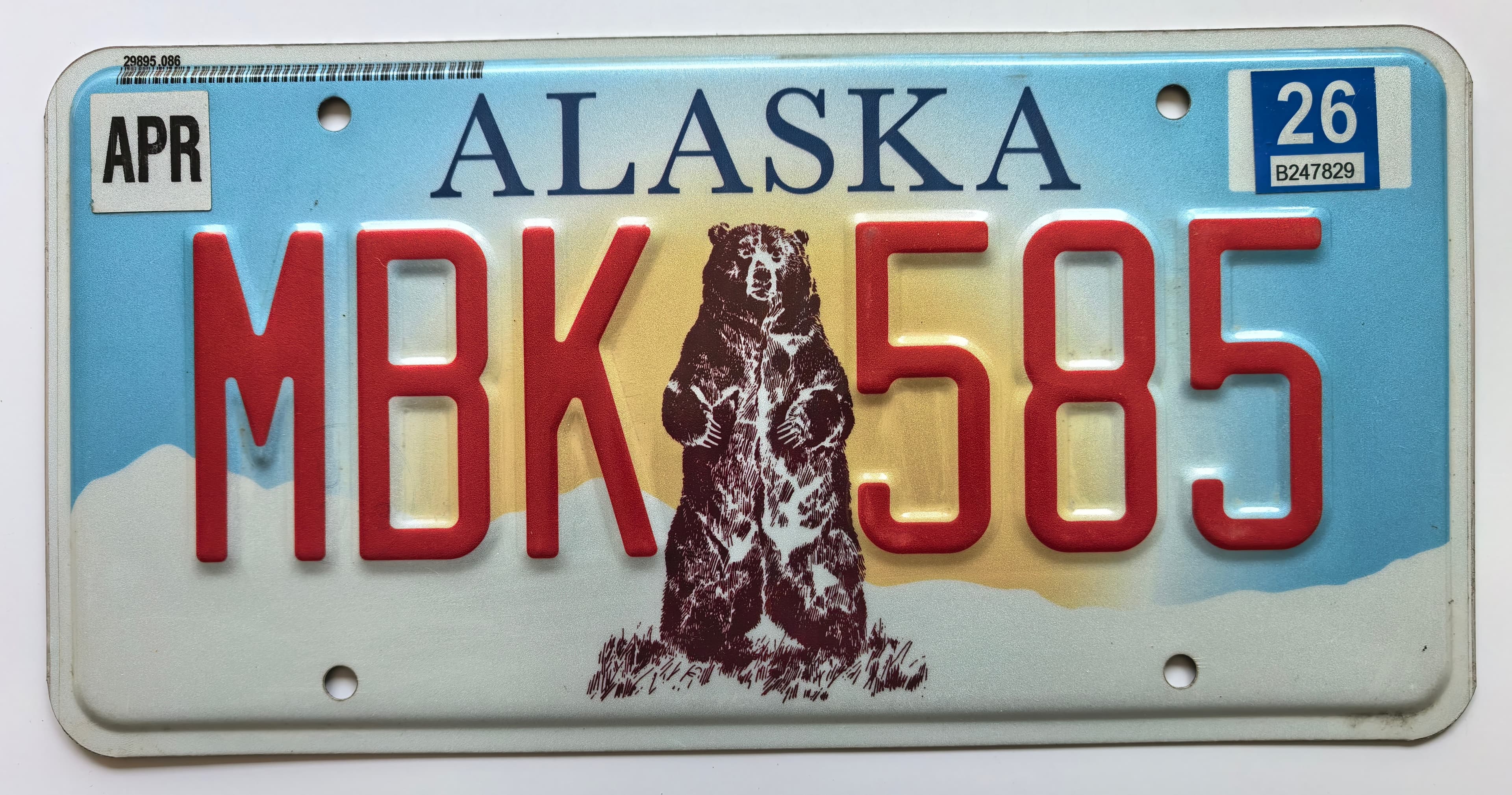 USA Kennzeichen - Alaska - MBK 585, view 1