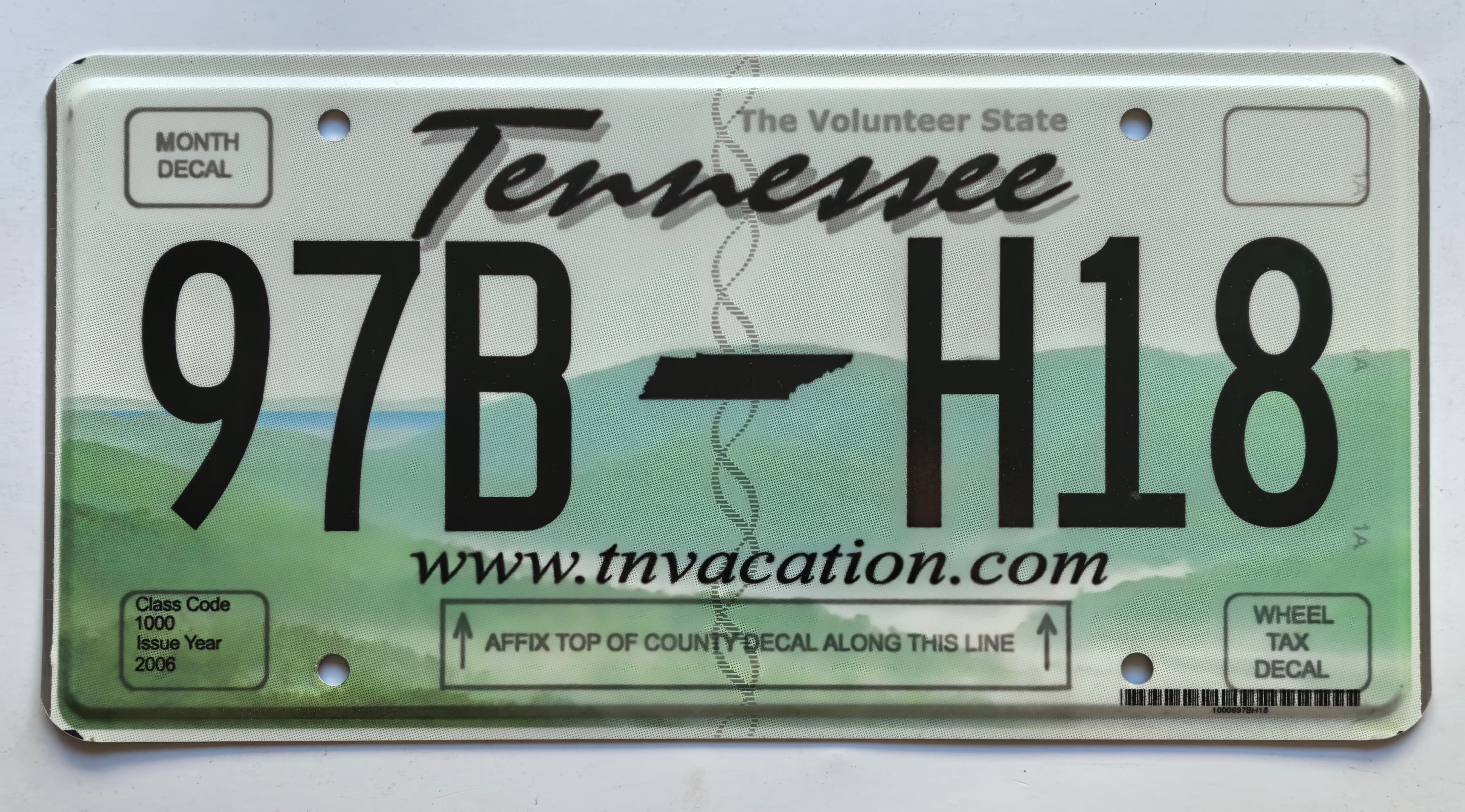 USA Kennzeichen - Tennessee - 97B-H18, view 1