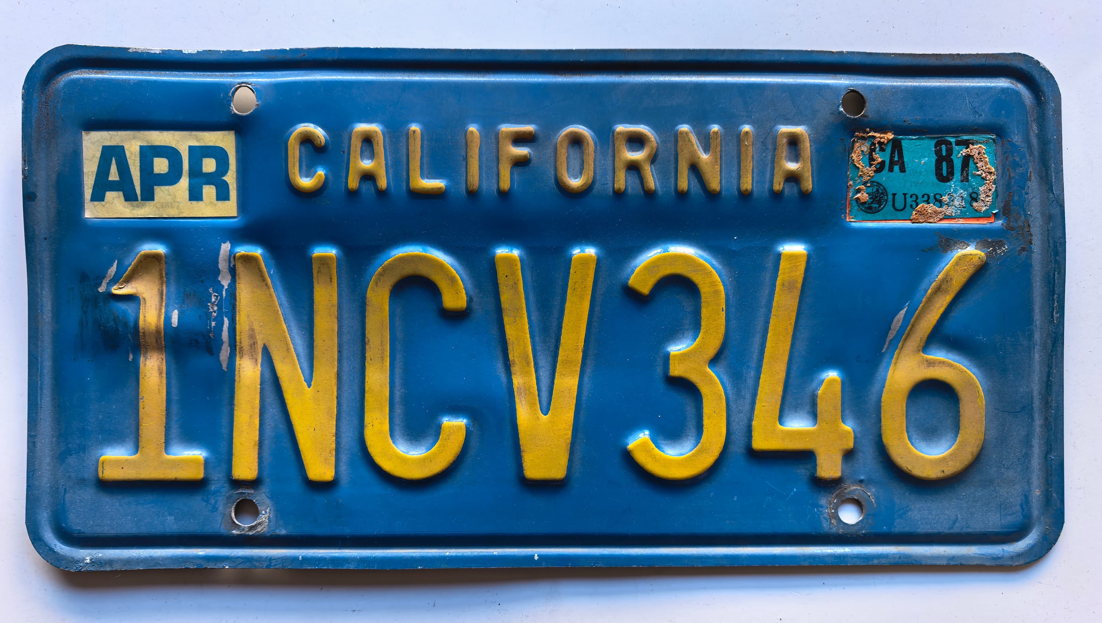USA Kennzeichen - California blue - 1NCV346, view 1