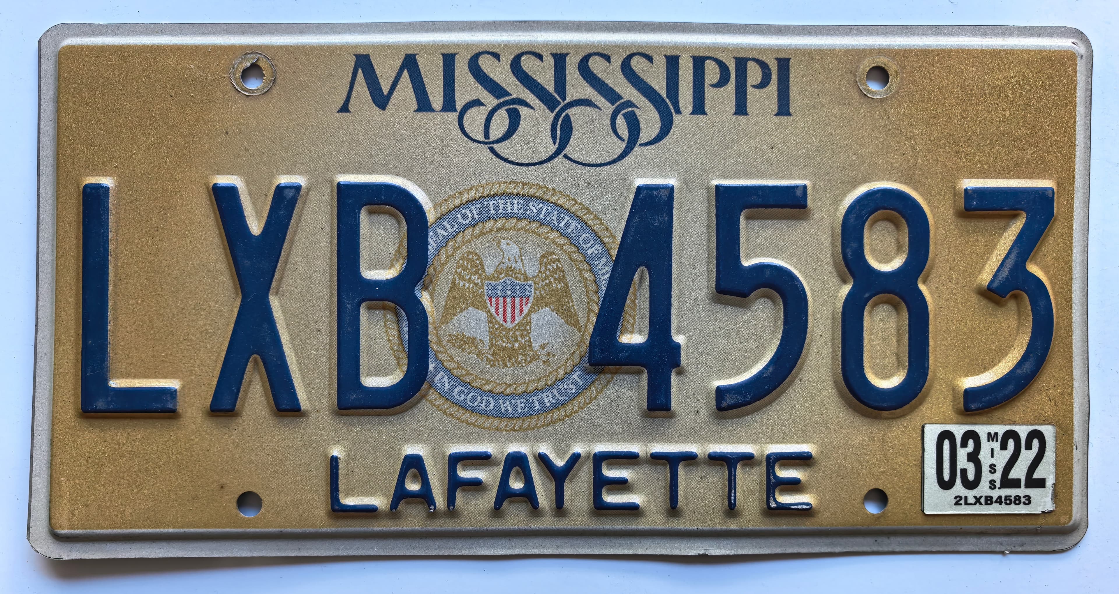 USA Kennzeichen - Mississippi - LXB 4583, view 1
