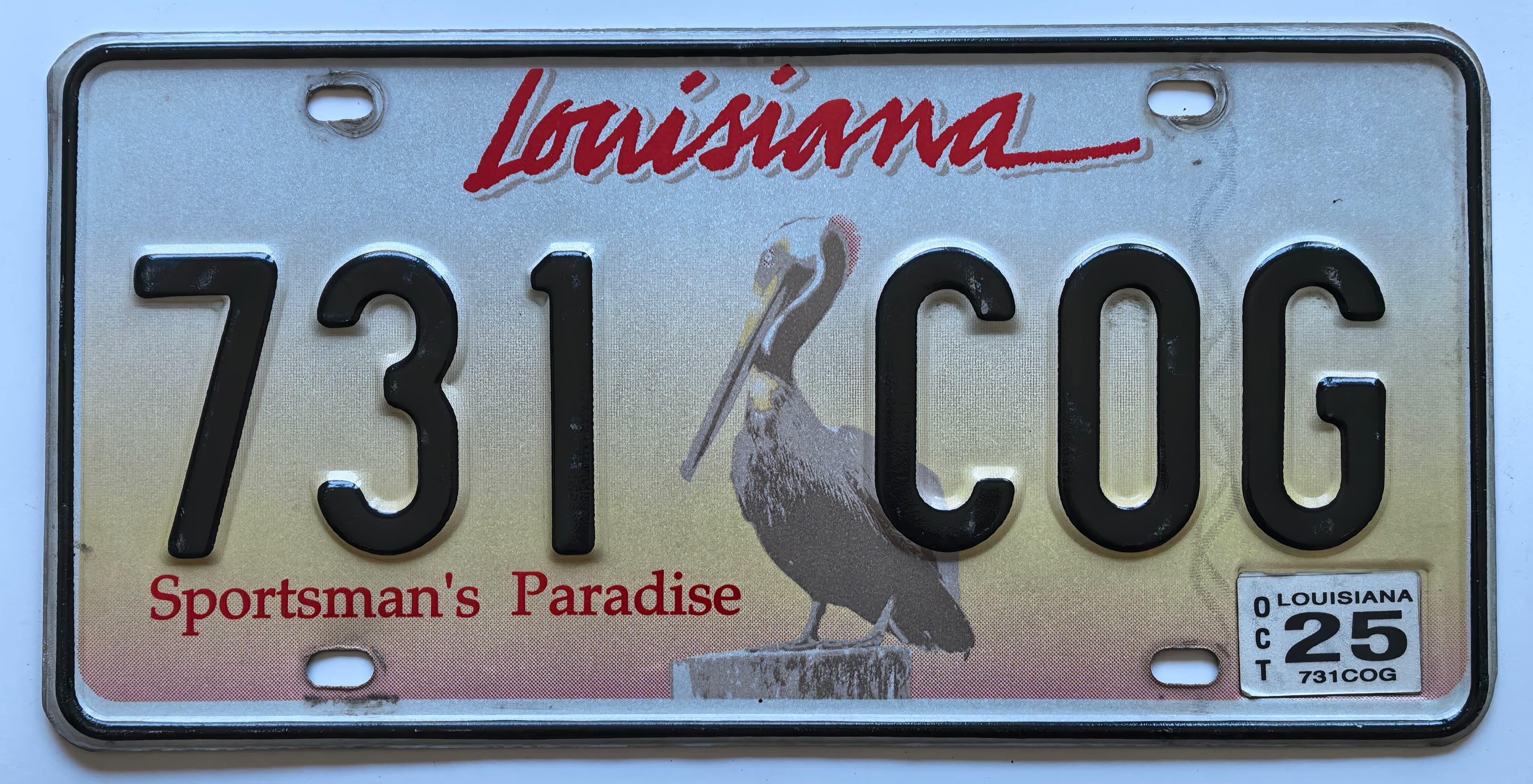 USA Kennzeichen - Louisiana - 731 COG, view 1