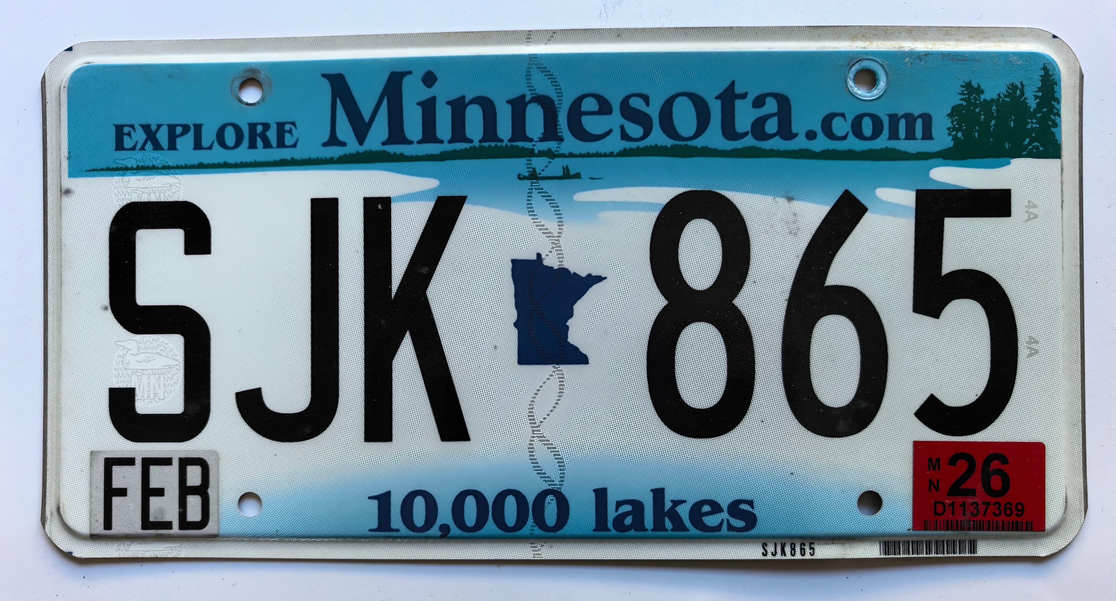 USA Kennzeichen - Minnesota - SJK 865, view 1