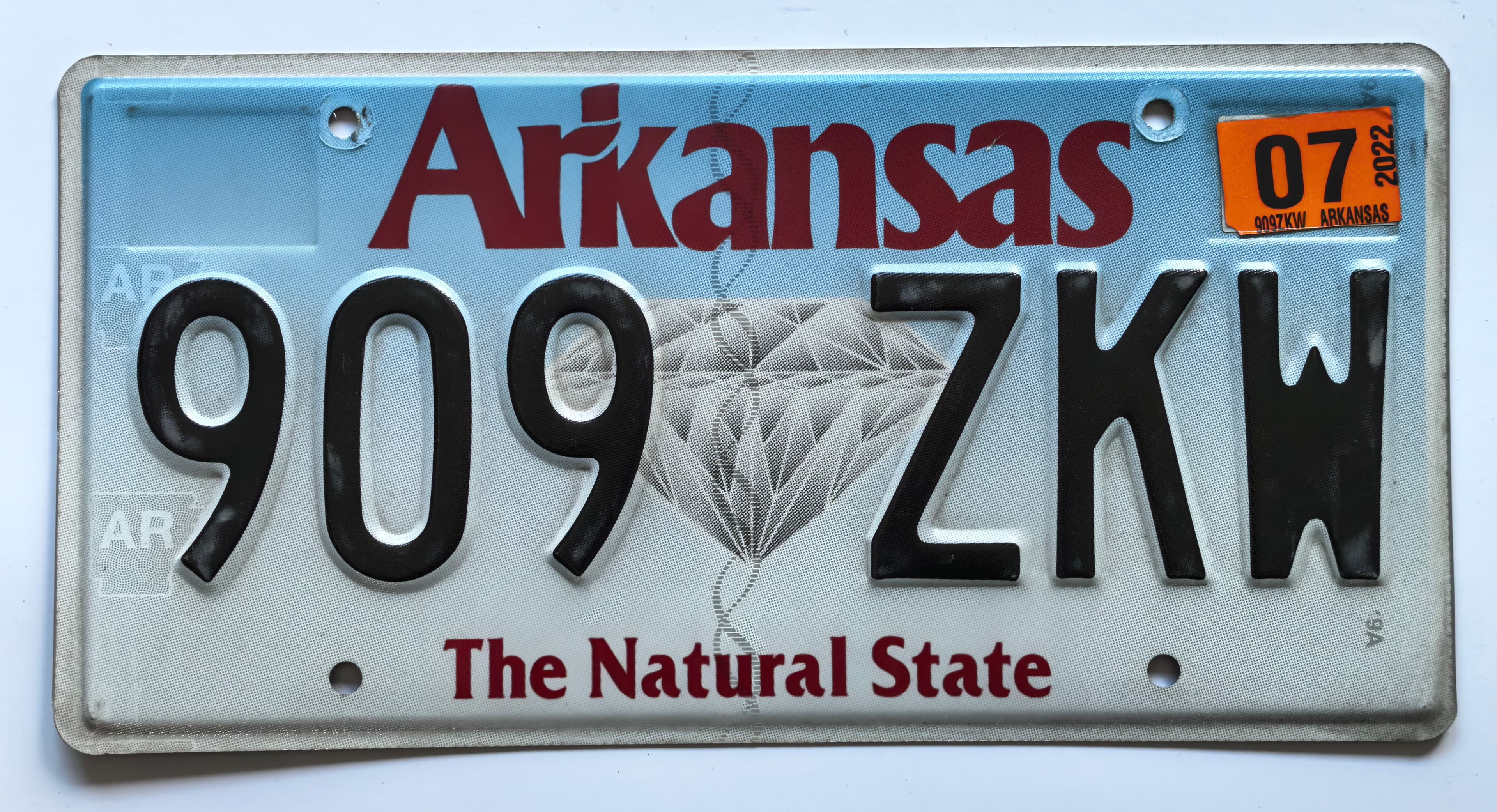 USA Kennzeichen - Arkansas - 909 ZKW, view 1