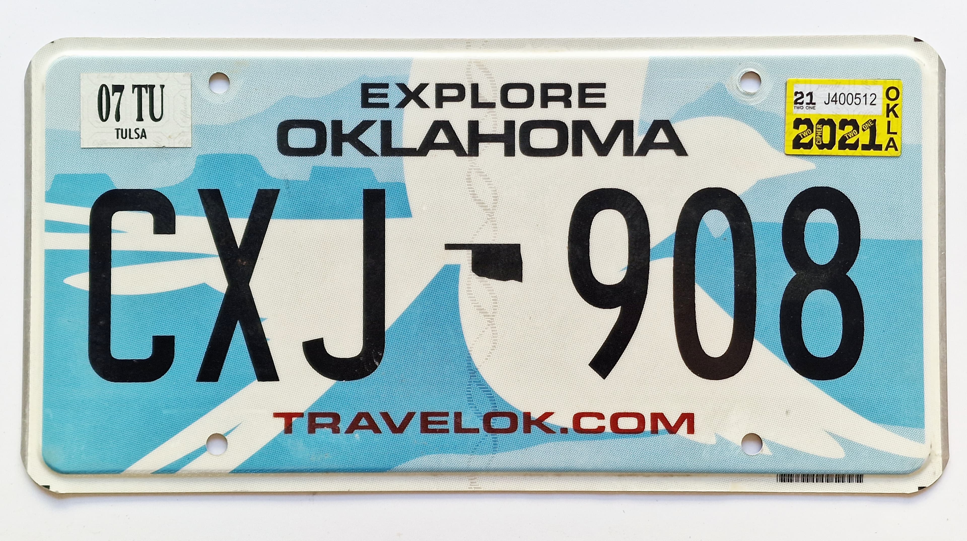 USA Kennzeichen - Oklahoma - CXJ-908, view 1