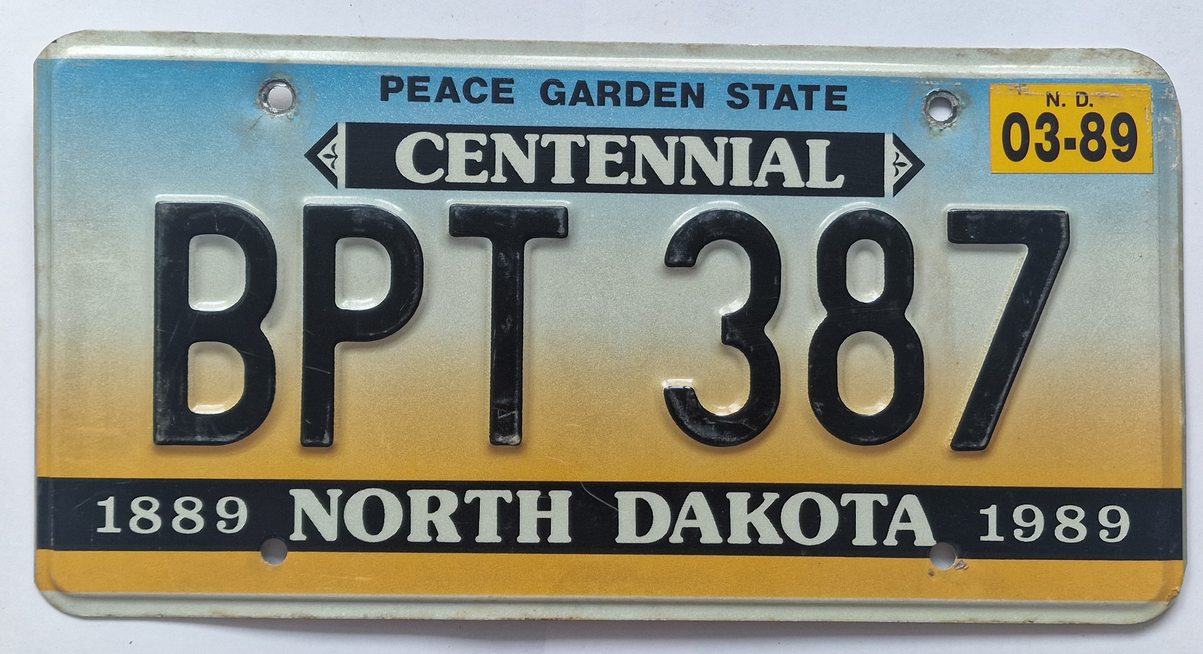 USA Kennzeichen - North Dakota - BPT 387, view 1