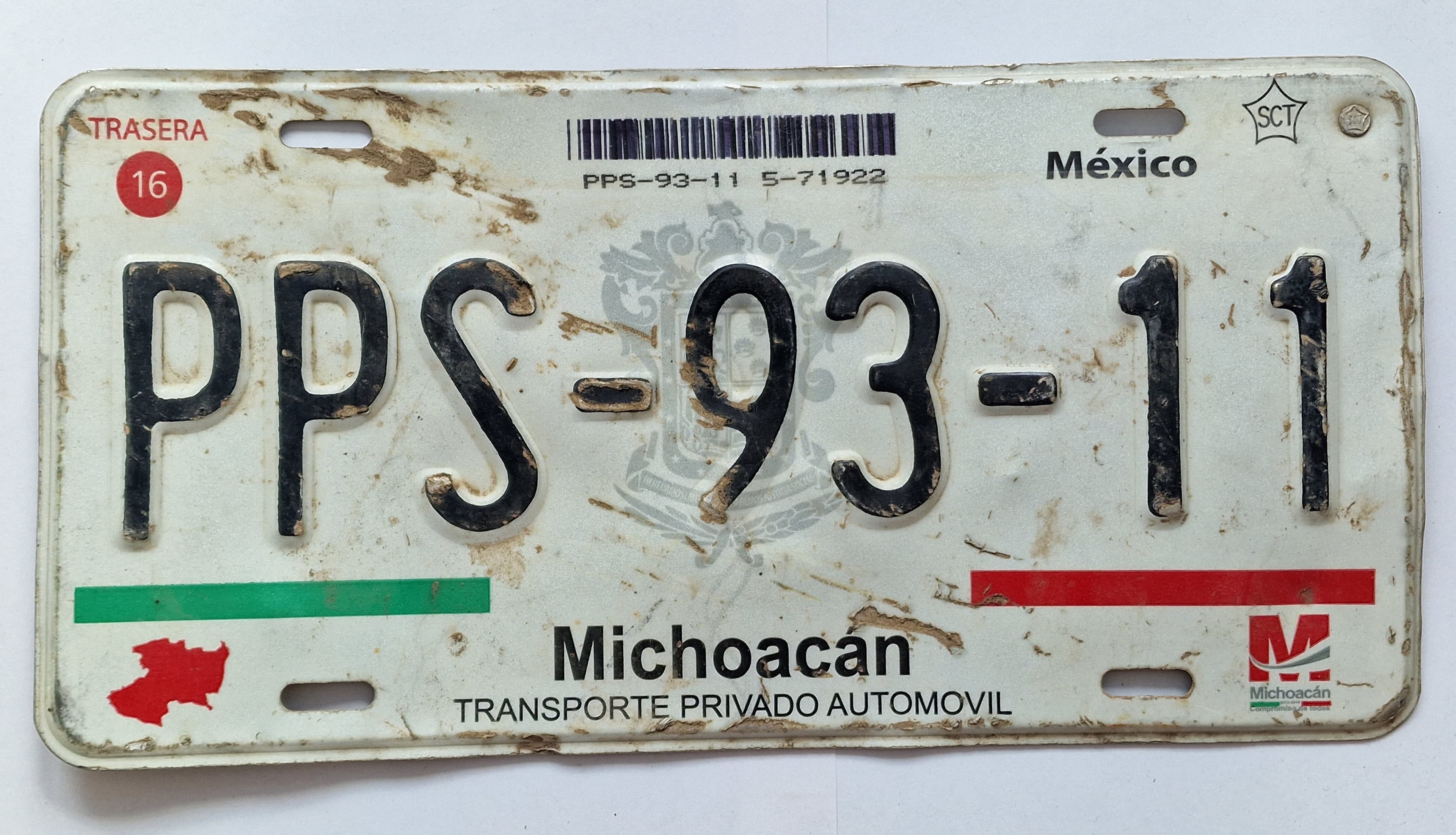 Mexiko Kennzeichen - Michoacán - PPS-93-11, view 1