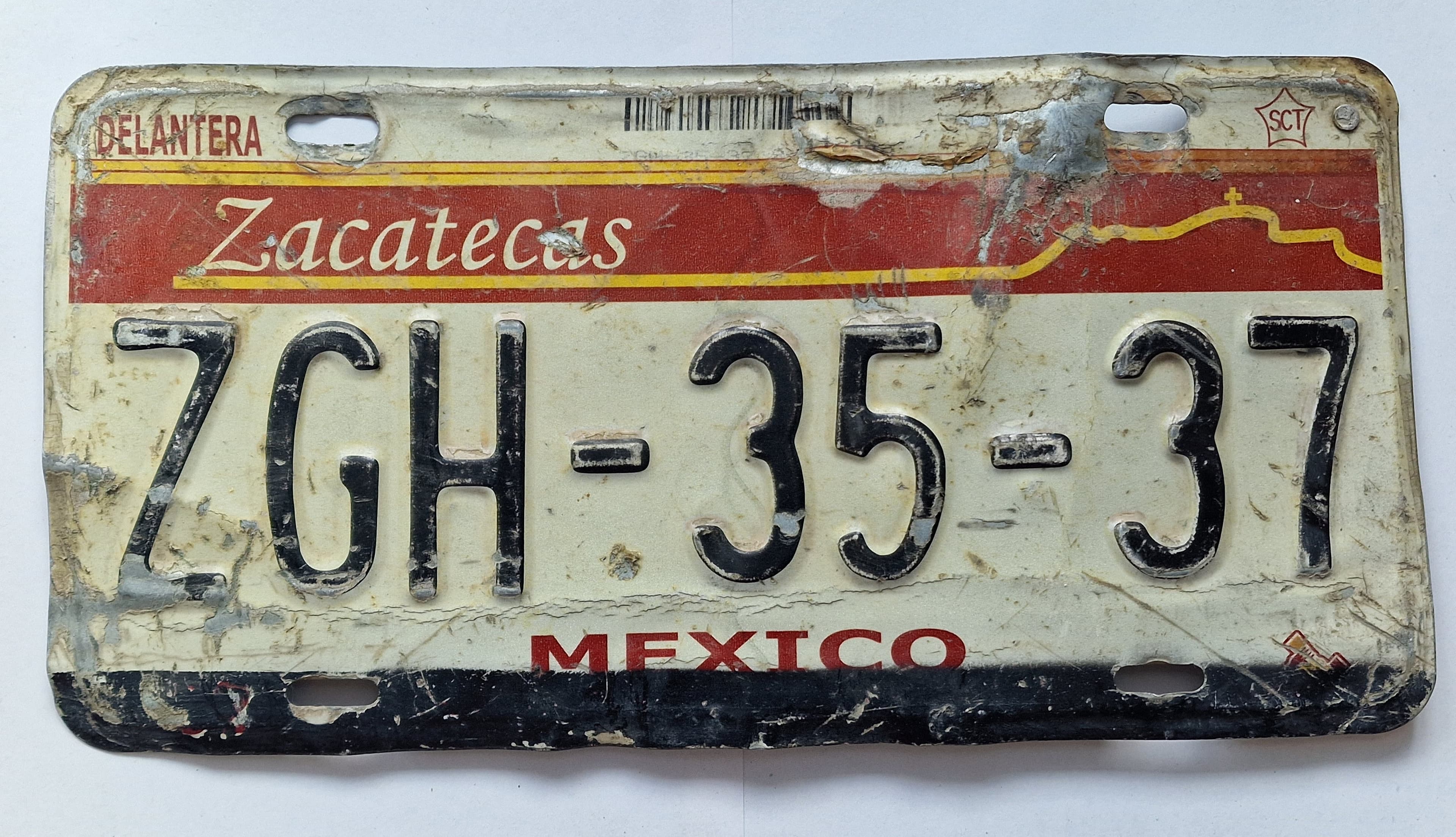 Mexiko Kennzeichen - Zacatecas - ZGH-35-37, view 1