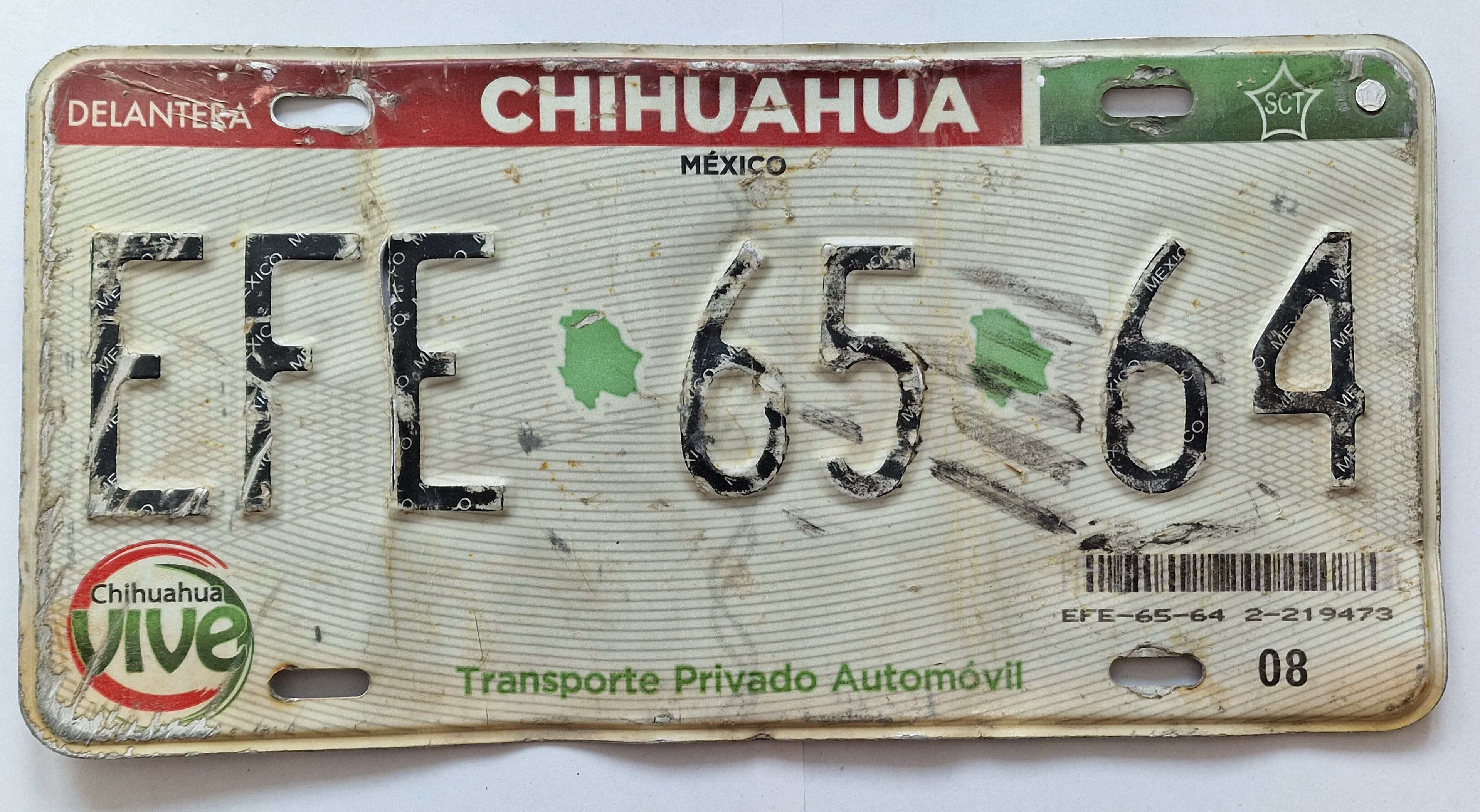 Mexiko Kennzeichen - Chihuahua - EFE-65-64, view 1