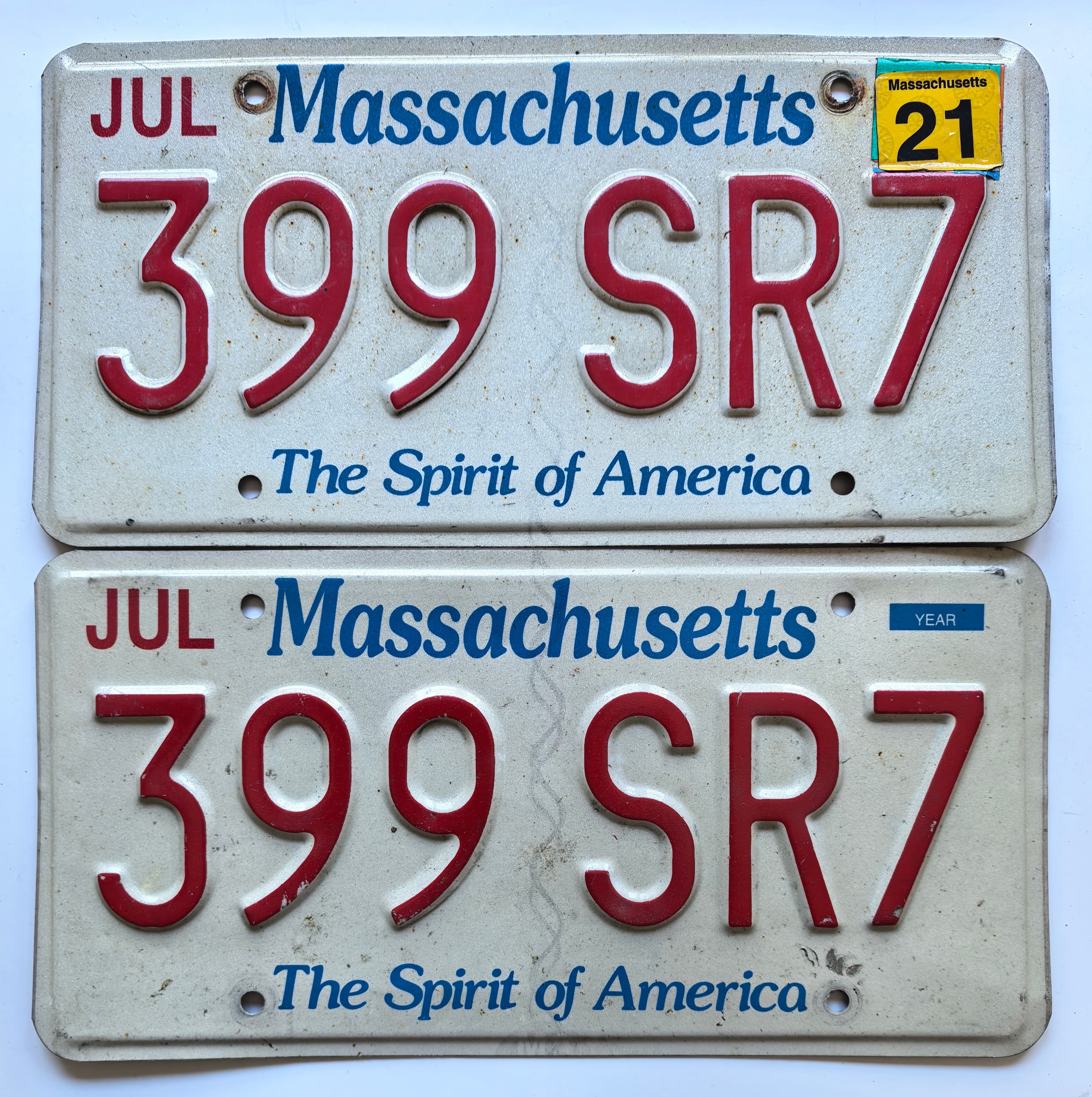 USA Kennzeichen - Massachussetts - 399 SR7, view 1