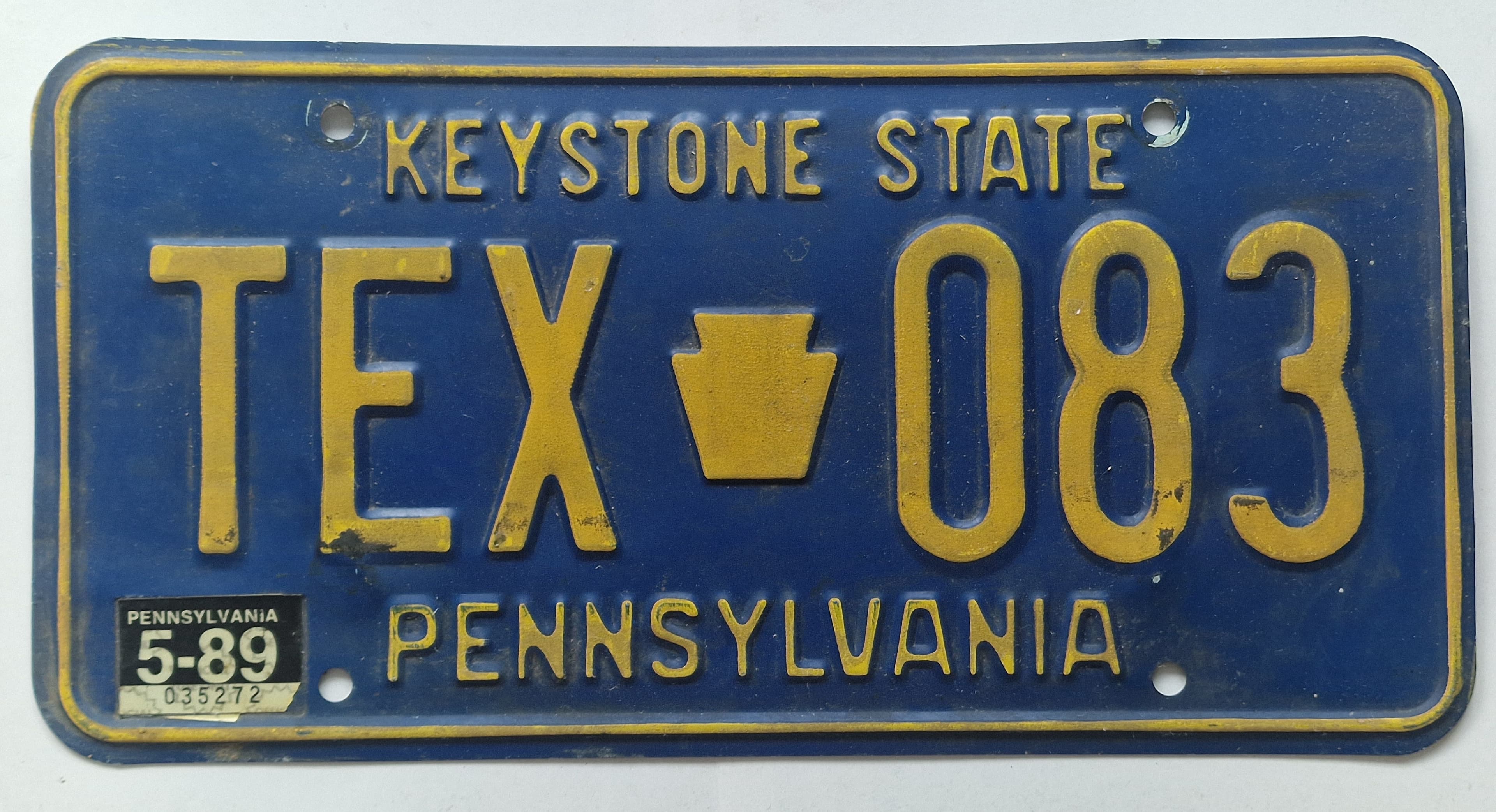 USA Kennzeichen - Pennsylvania - TEX-083, view 1