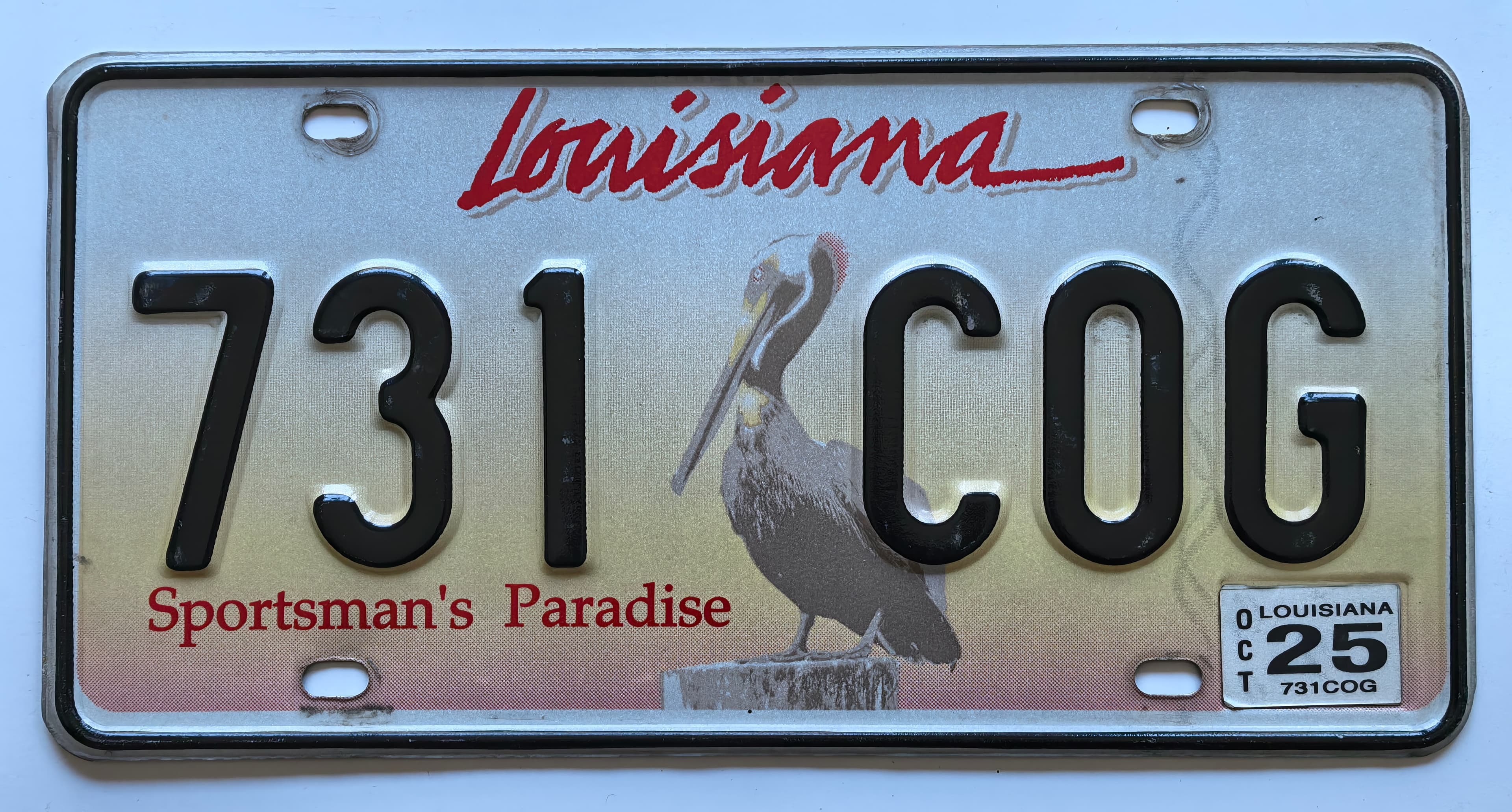 USA Kennzeichen - Louisiana - 731 COG, view 1
