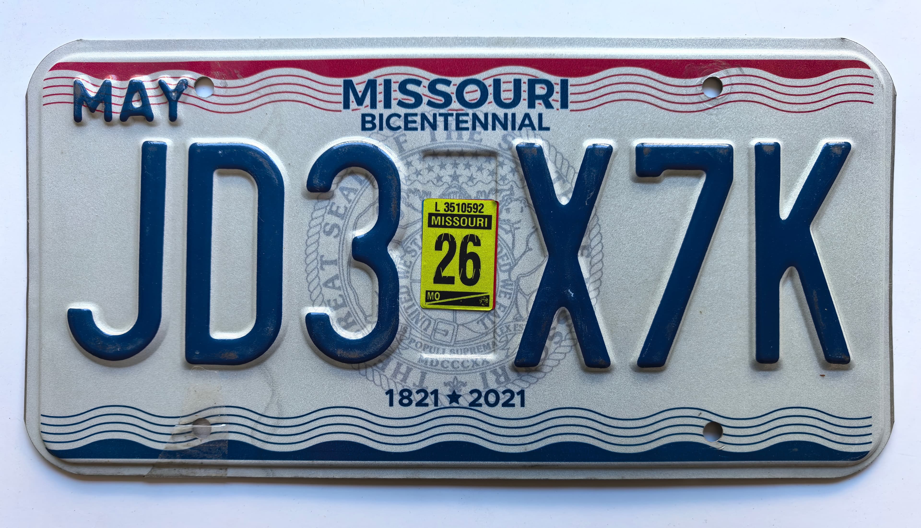 USA Kennzeichen - Missouri - JD3 X7K, view 1