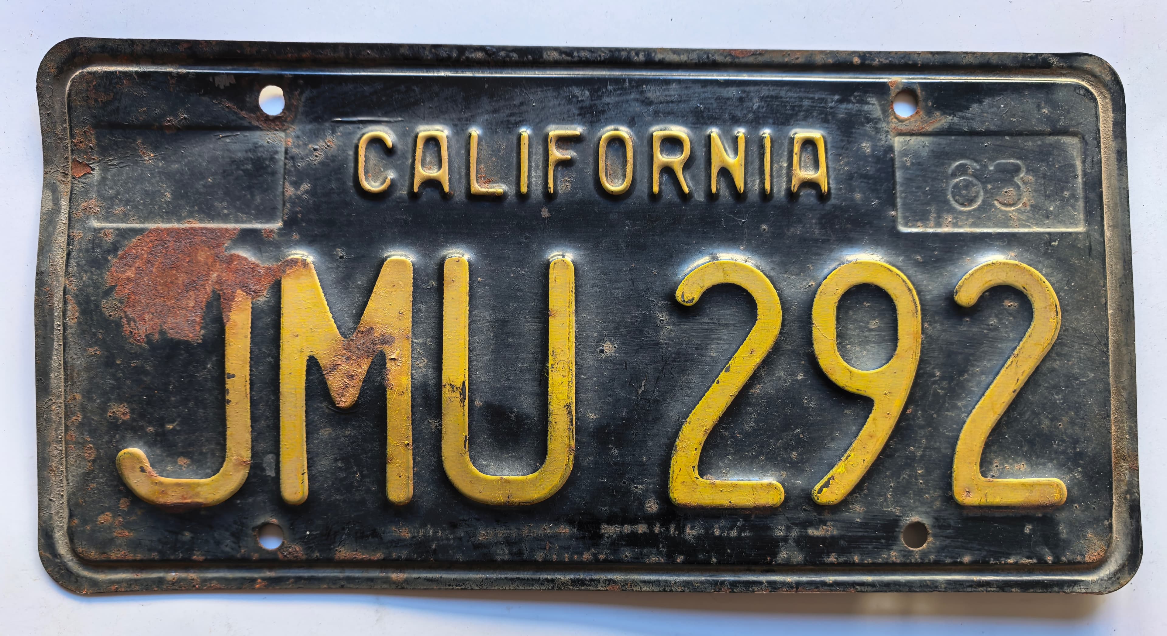 USA Kennzeichen - California black plate - JMU 292, view 1