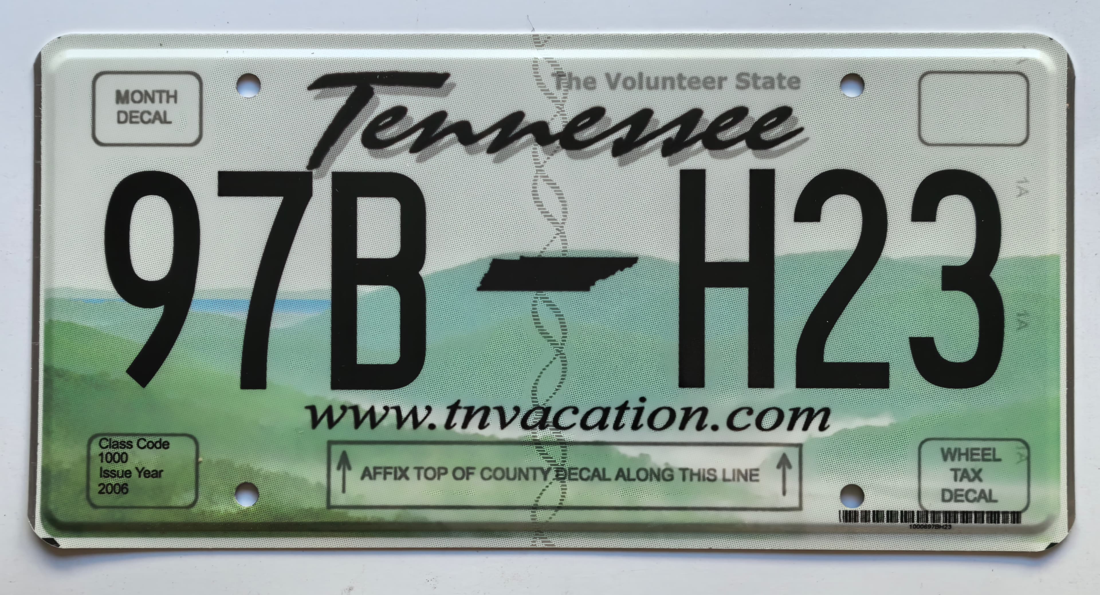 US-Autokennzeichen - Tennessee - 97B-H23, view 1