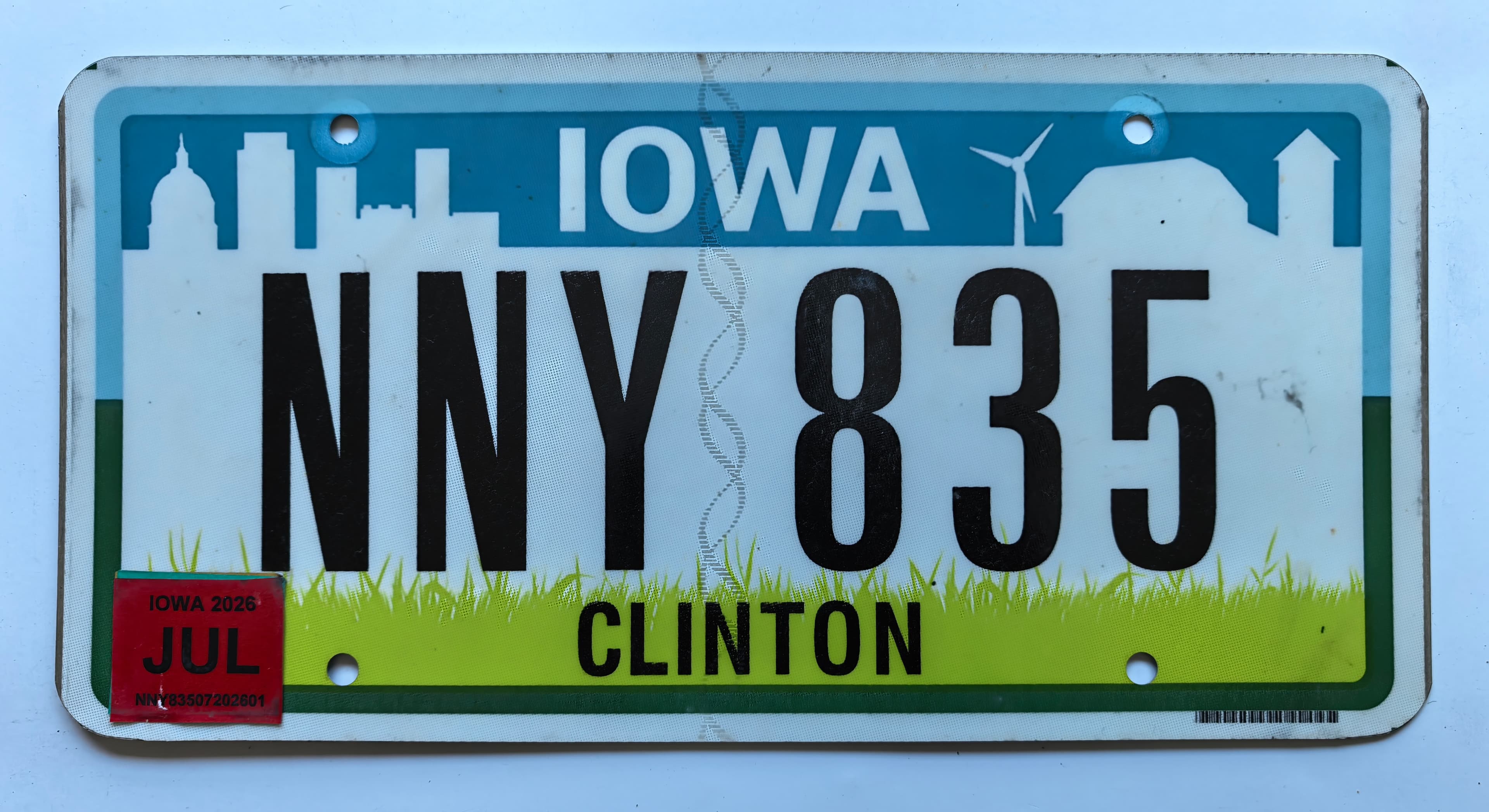 USA Kennzeichen - Iowa - NNY 835, view 1