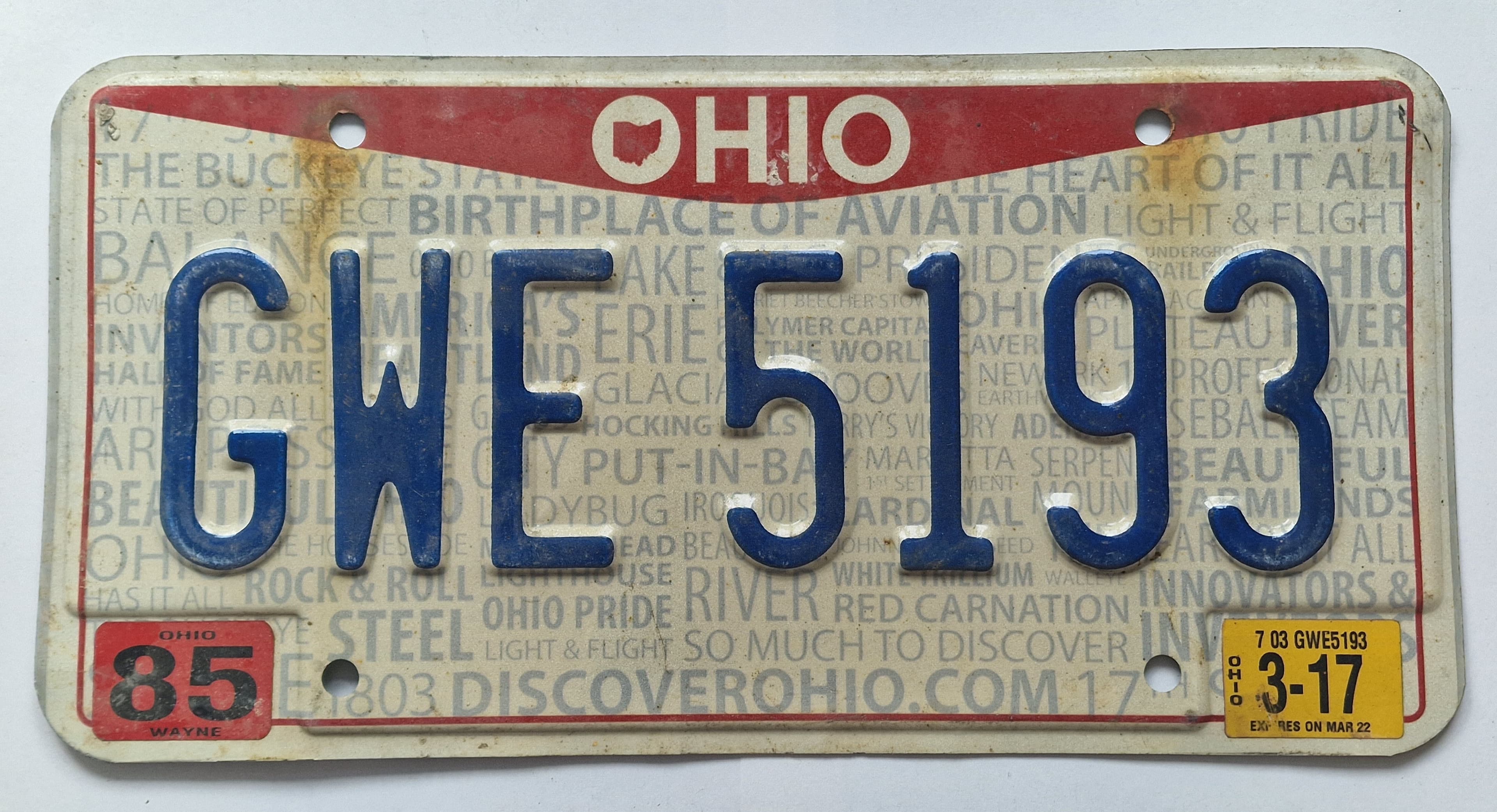 USA Kennzeichen - Ohio - GWE 5193, view 1