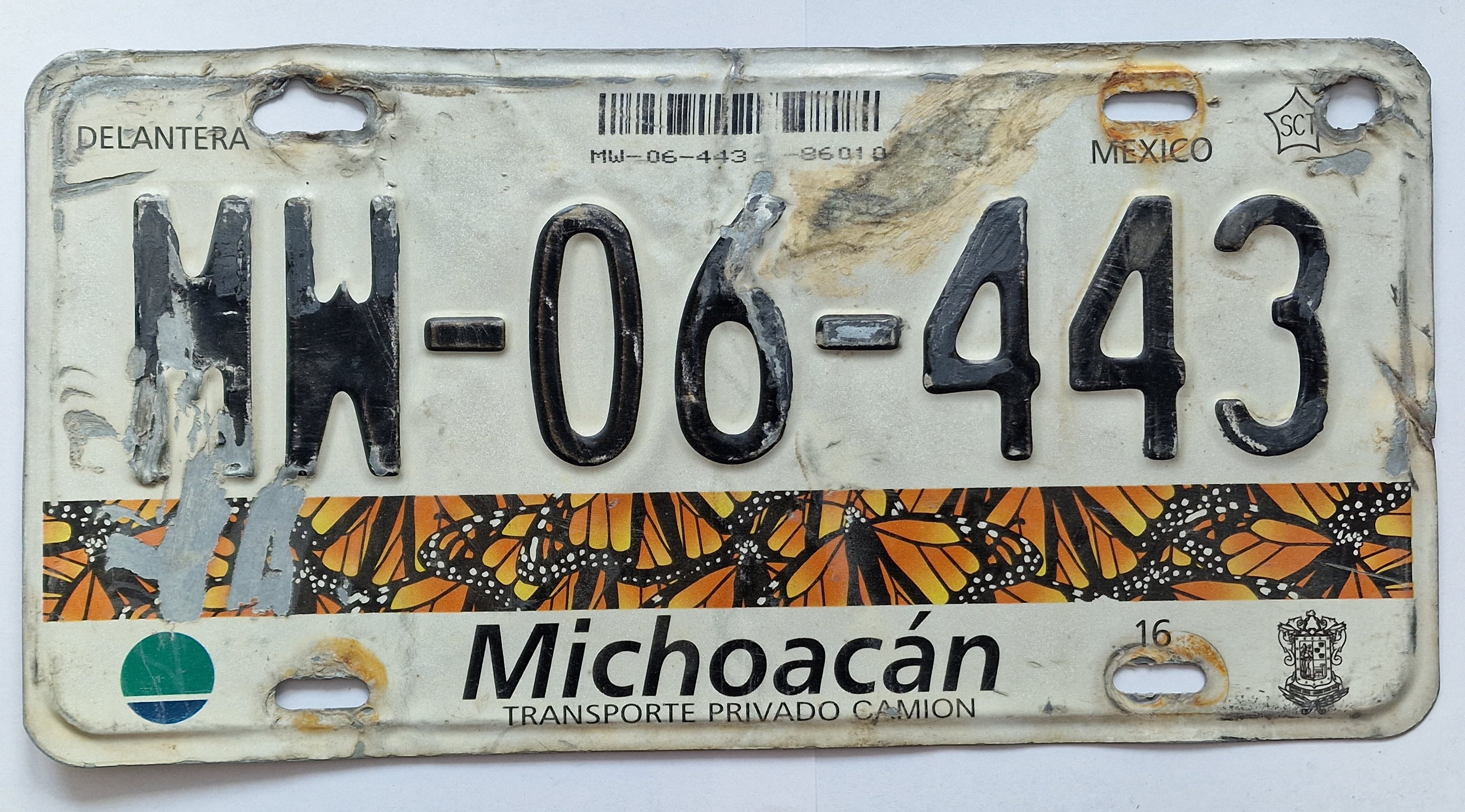 Mexico Kennzeichen - Michoacán - MW-06-443