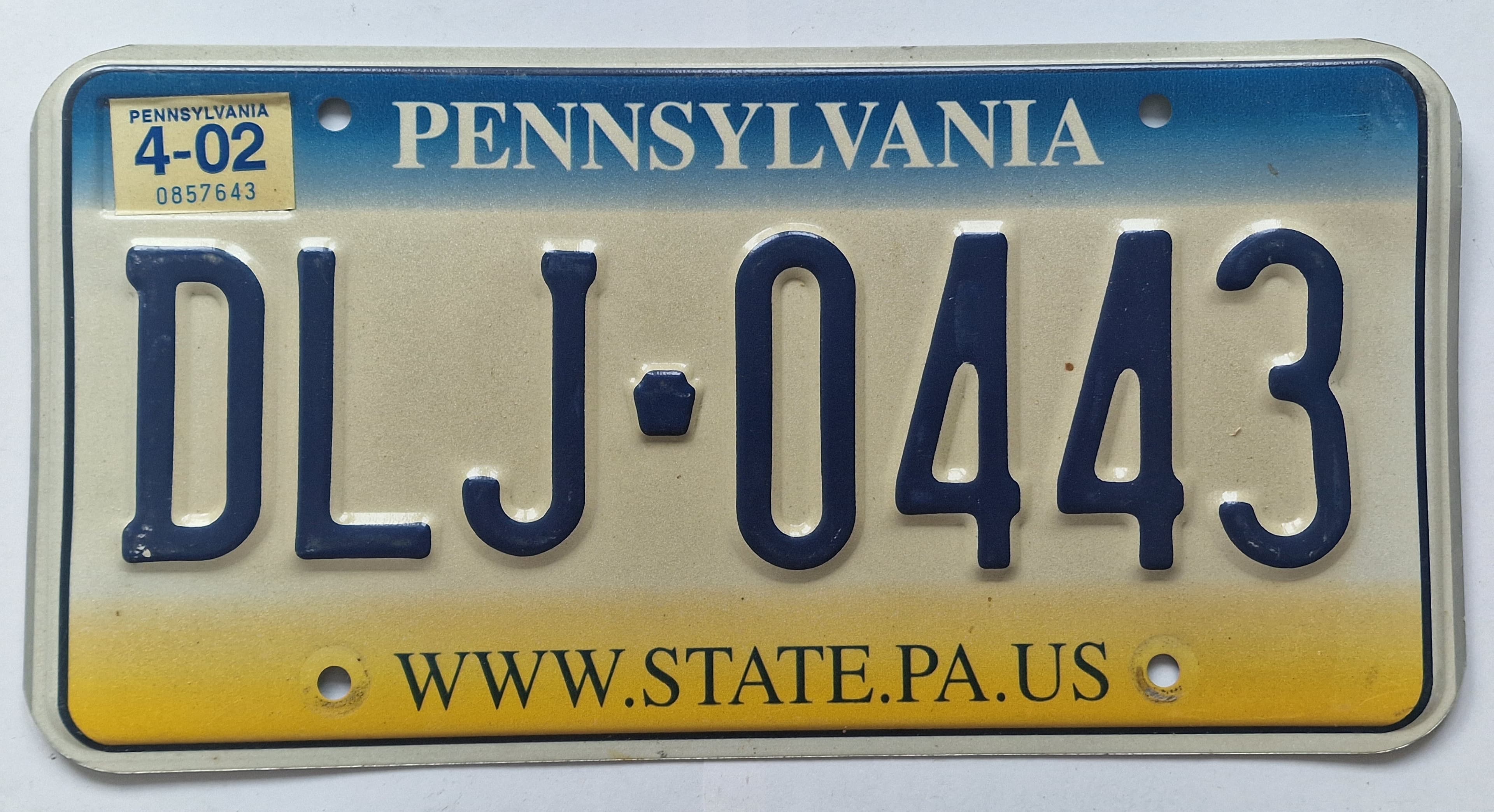 USA Kennzeichen - Pennsylvania - DLJ-0443, view 1