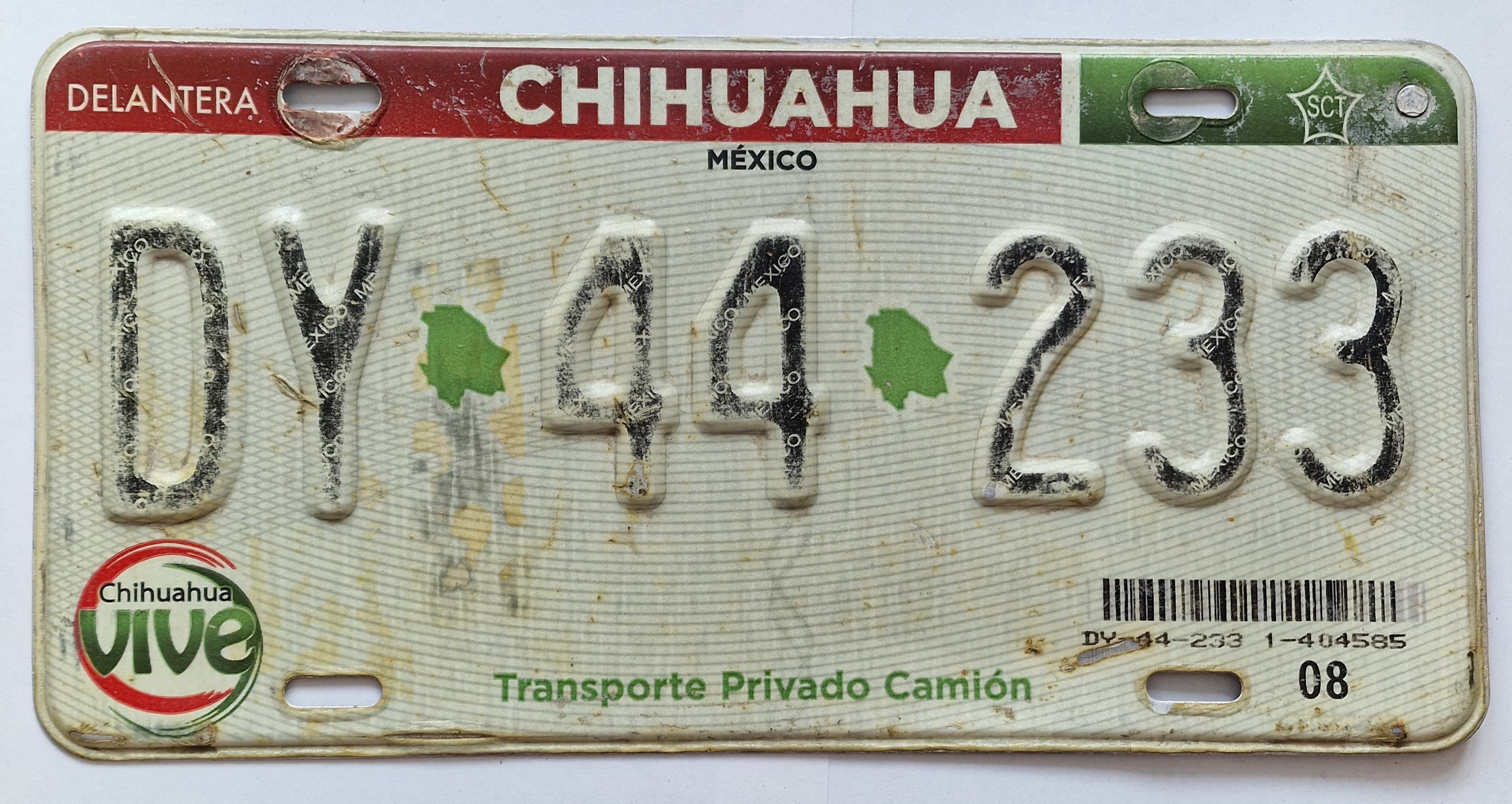 Mexico Kennzeichen - Chihuahua - DY-44-233