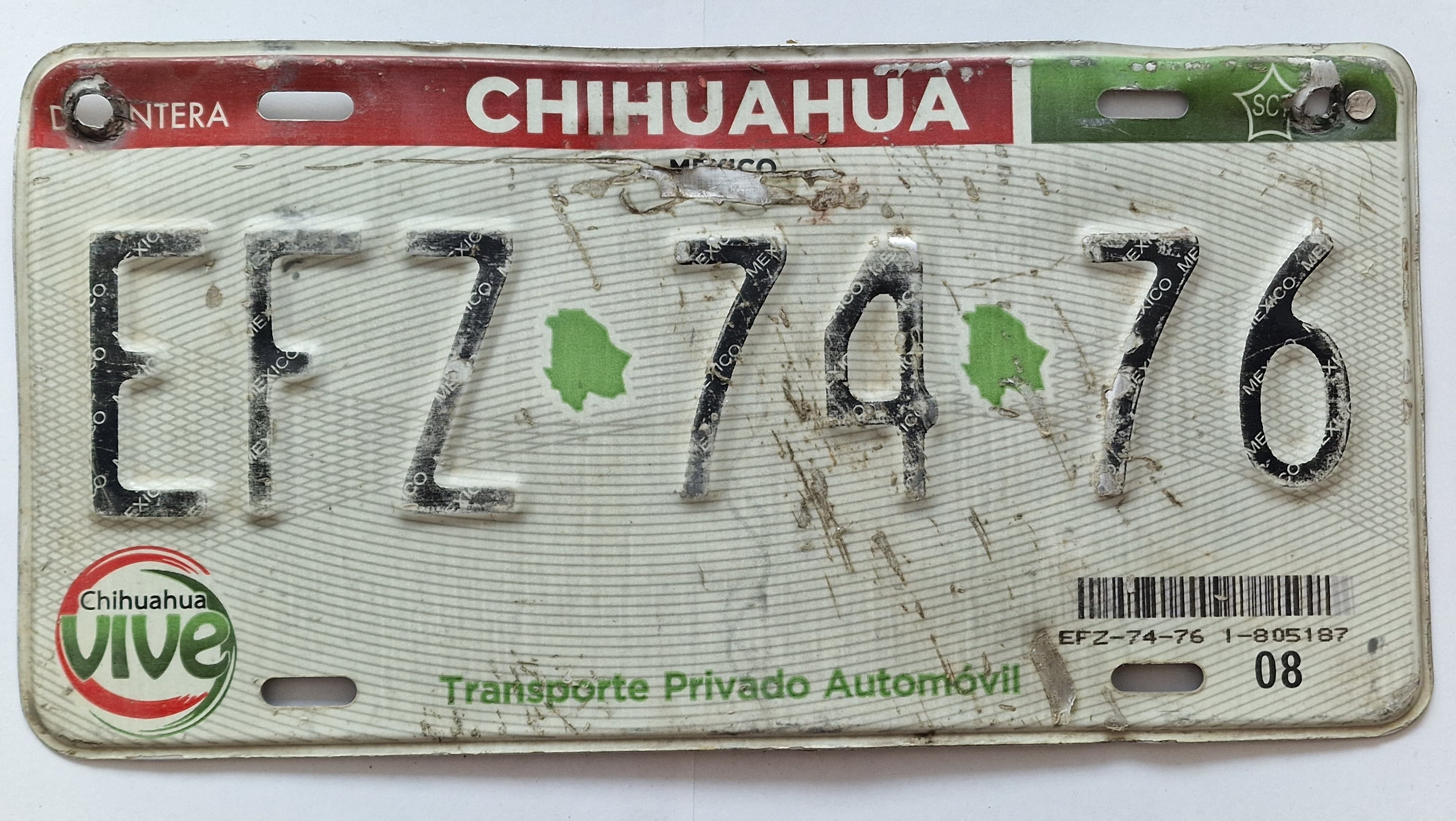 Mexico Kennzeichen - Chihuahua - EFZ-74-76