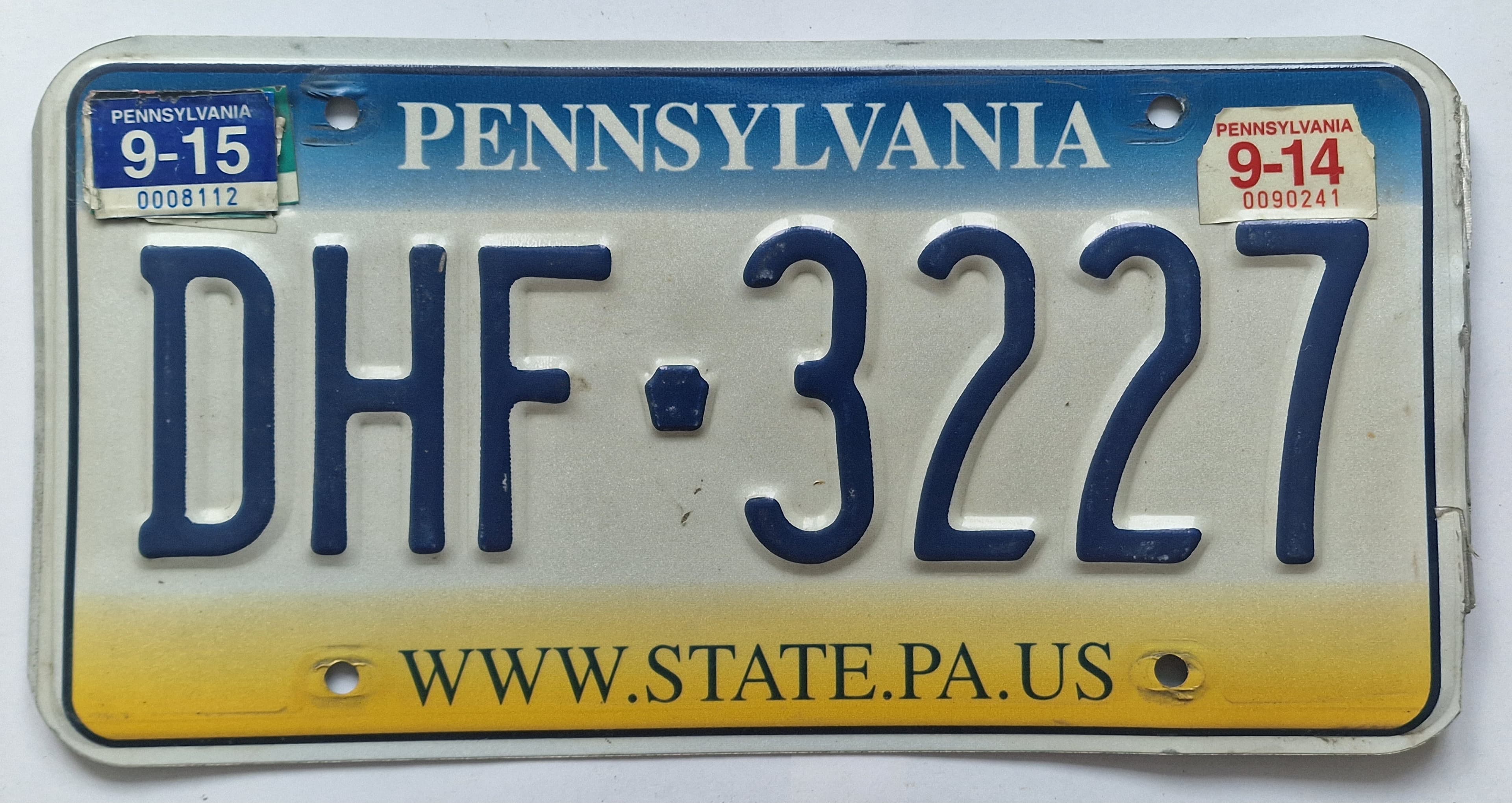 USA Kennzeichen - Pennsylvania - DHF-3227, view 1