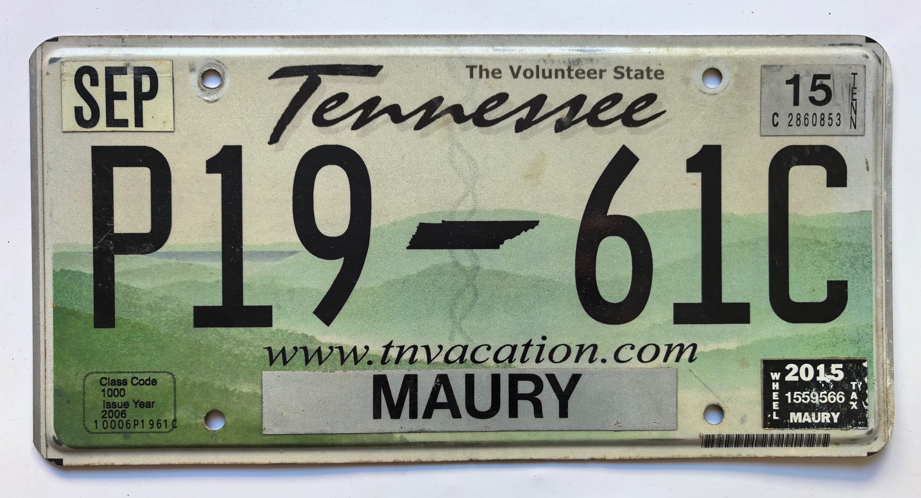 USA Kennzeichen - Tennessee - P19-61C, view 1