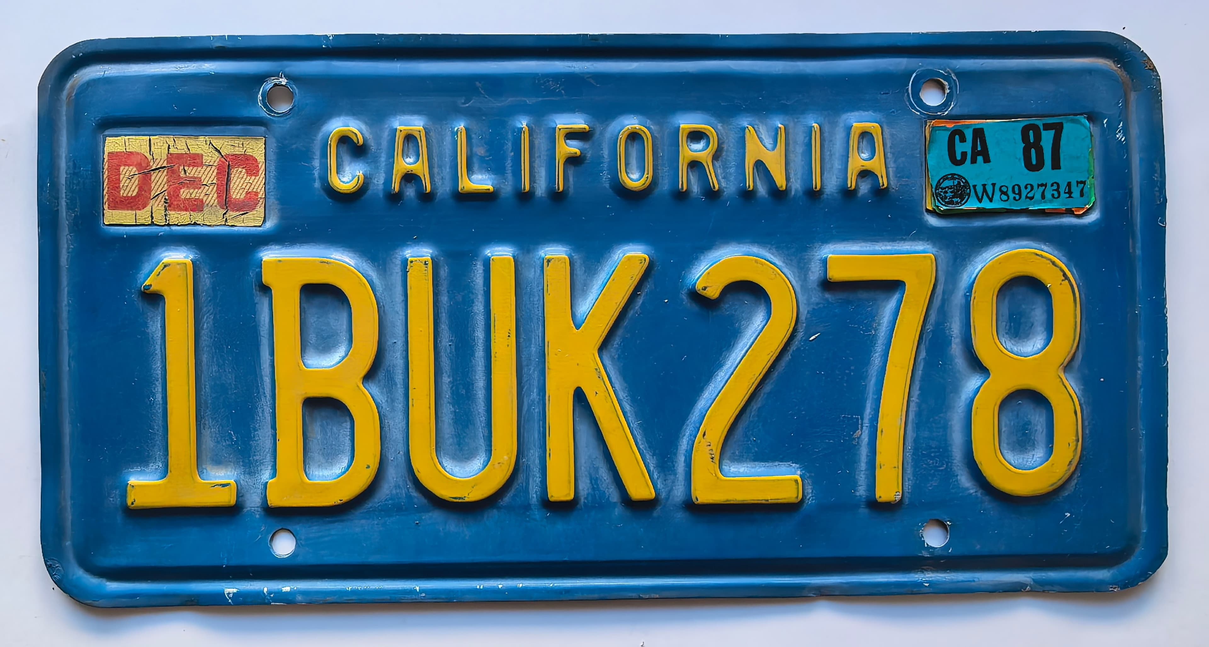 USA Kennzeichen - California - Blue plate 1BUK278